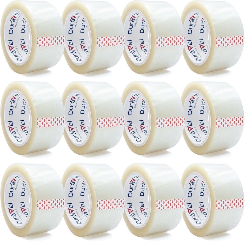 Duravel Clear Packing Tape, 2 inches x 50 yards - Heavy Duty Packaging Tape (12 Rolls) - Image 1